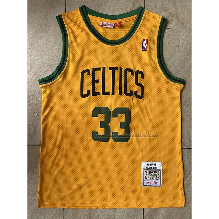Camiseta Boston Celtics Larry Bird NO 33 Mitchell & Ness 1985-86 Amarillo